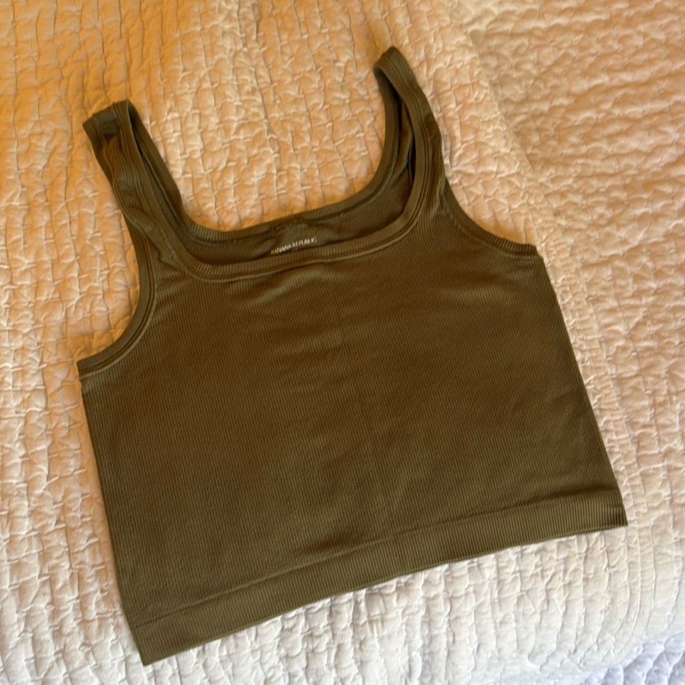 Banana Republic army green square neck crop